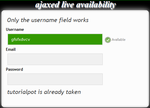 ajax live request page 11+Example Ajax Auto Check Availability Username in PHP
