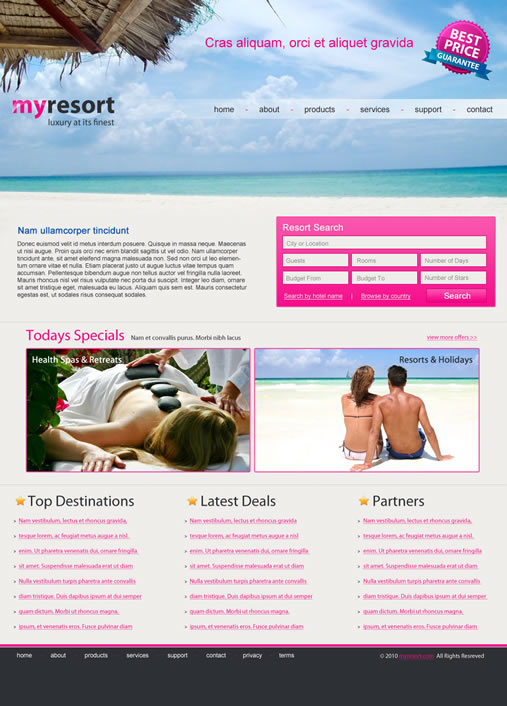 myresort 40 (Really) Beautiful Web Page Templates in Photoshop PSD