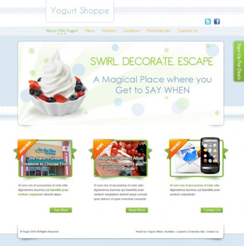 yogurt shoppe 40 (Really) Beautiful Web Page Templates in Photoshop PSD
