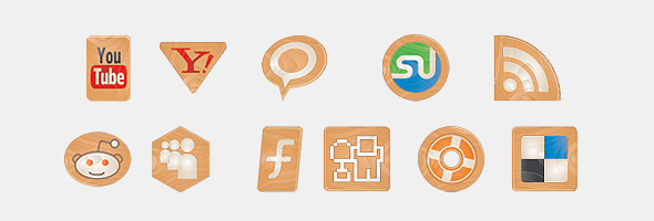 social icons made of woodi 15 Free Awesome Social Bookmark Icons Sets